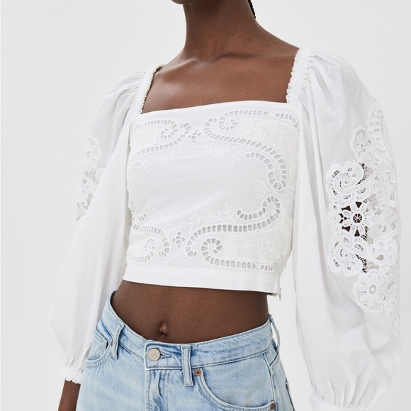 FARM Rio Tops - NWOT FARM Rio White Lace Blouse